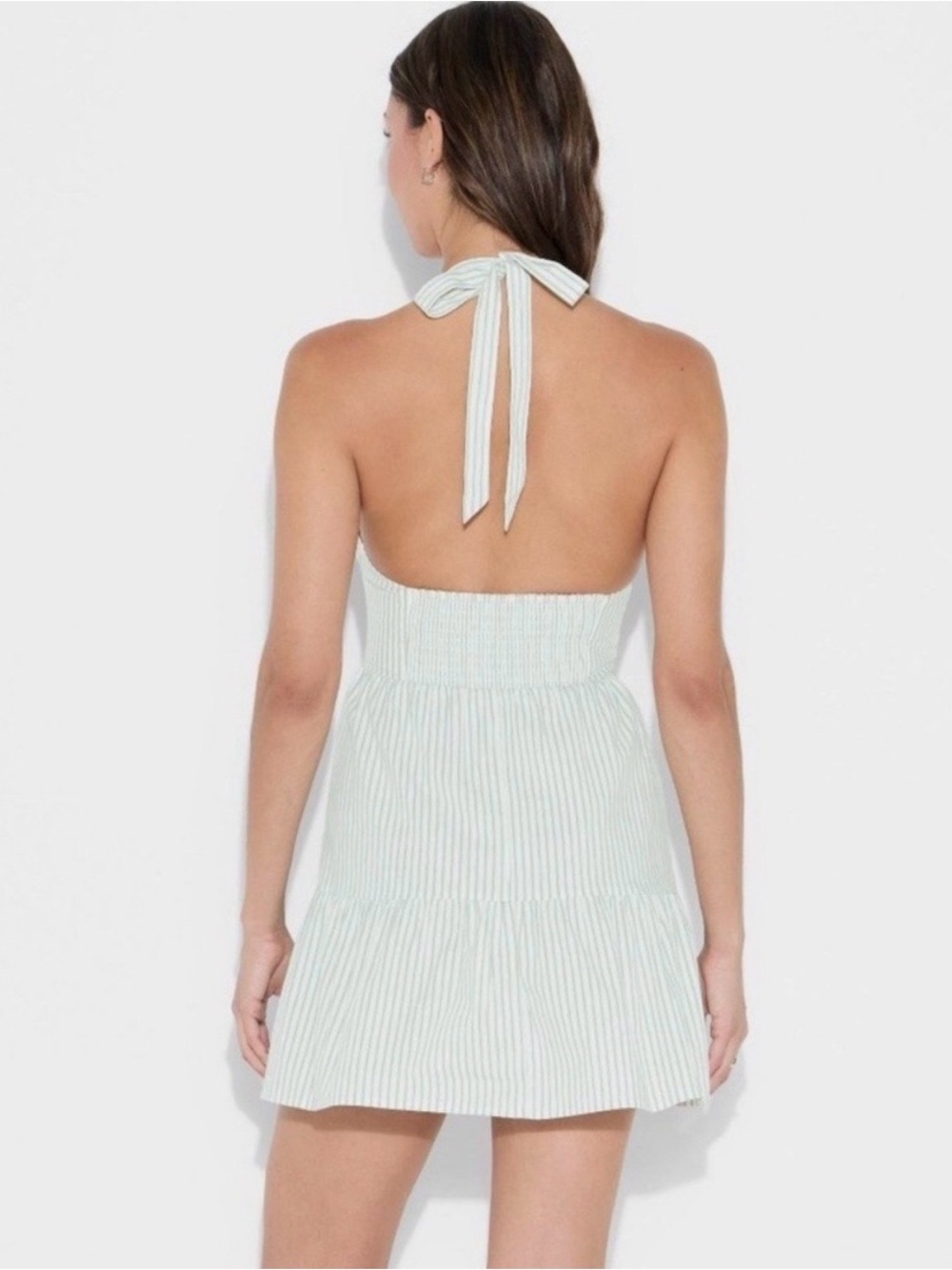 wild fable Mint & White Striped Halter Mini Dress - Picture 2 of 3